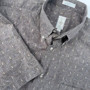 Vintage Burma Bibas Mens Large Shirt Gray s/s‎ Button Down 60 Singles Lawn